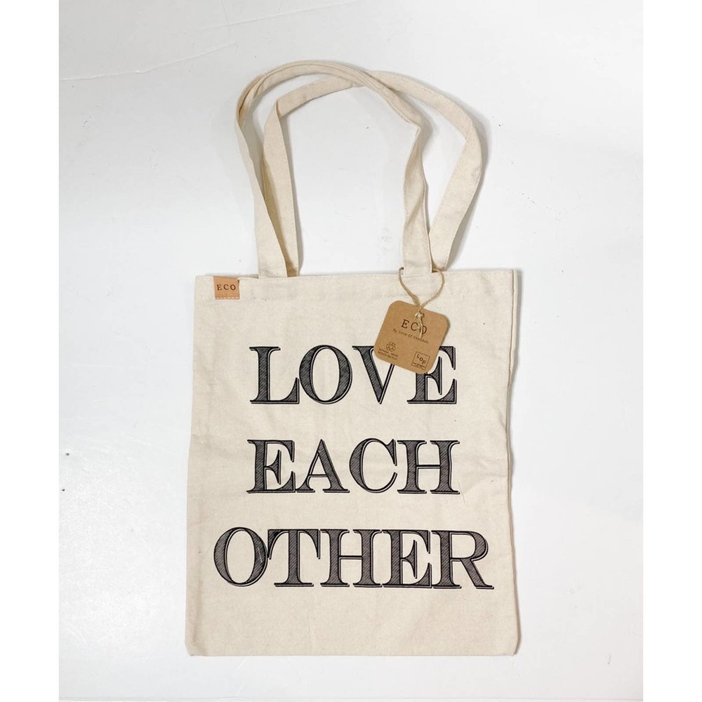 Canvas Love Each Other Tote Bag
